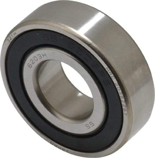 SKF - 17mm Bore Diam, 40mm OD, Double Seal Deep Groove Radial Ball Bearing - 12mm Wide, 1 Row, Round Bore, 4,750 Nm Static Capacity, 7,650 Nm Dynamic Capacity - Caliber Tooling