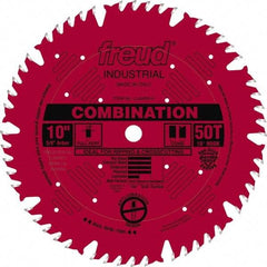 Freud - 10" Diam, 5/8" Arbor Hole Diam, 50 Tooth Wet & Dry Cut Saw Blade - Carbide-Tipped, Standard Round Arbor - Caliber Tooling