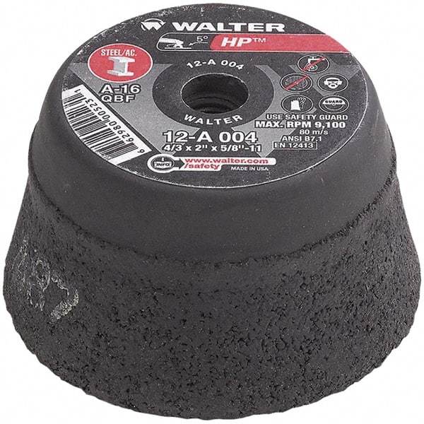 WALTER Surface Technologies - 4" Diam, Surface Grinding Wheel - Aluminum Oxide/Silicon Carbide Blend, Type 11, 9,100 Max RPM, Resinoid Bond - Caliber Tooling