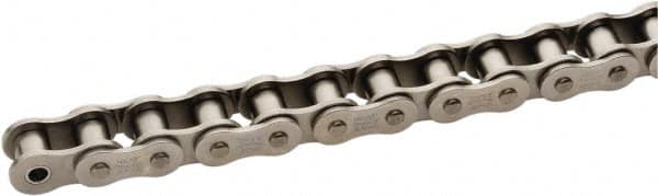 U.S. Tsubaki - 5/8" Pitch, ANSI 50, Single Strand Roller Chain - Chain No. 50SS, 154 Lb. Capacity, 10 Ft. Long, 0.4" Roller Diam, 3/8" Roller Width - Caliber Tooling