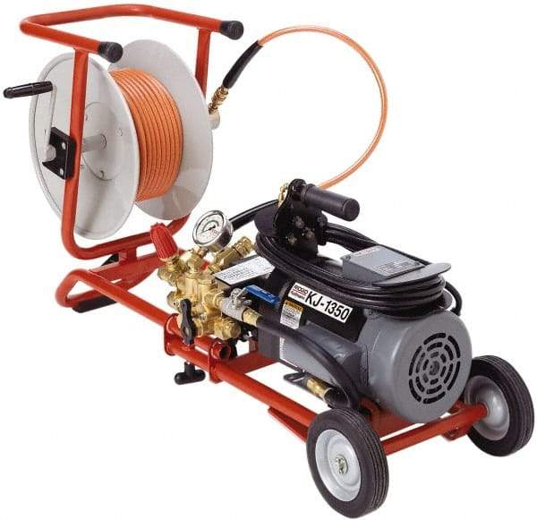 Ridgid - Electric Jet Battery Drain Cleaning Machine - For 1-1/4" to 4" Pipe, 3/16" x 100' Cable - Caliber Tooling