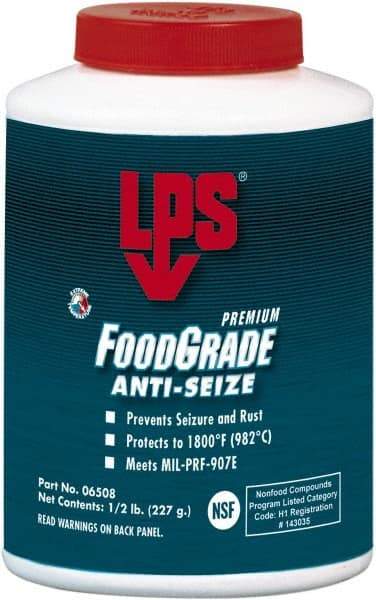 LPS - 0.5 Lb Brush Top Food Grade Anti-Seize Lubricant - Metal Free, -1,800°F, Opaque Off-White, Food Grade - Caliber Tooling