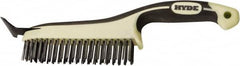 Hyde Tools - 20 Rows x 4 Columns Steel Scratch Brush - 6" Brush Length, 12-3/4" OAL, 1-1/8" Trim Length, Plastic with Rubber Overmold Ergonomic Handle - Caliber Tooling