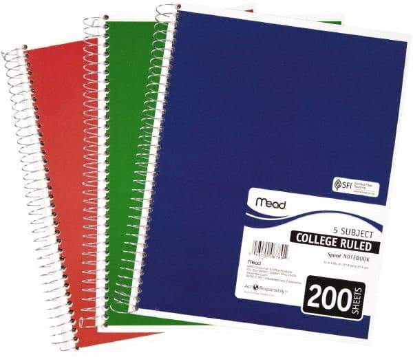 Mead - 200 Sheet, 8-1/2 x 11", College Ruled Spiral Bound Notebook - Assorted Colors - Caliber Tooling