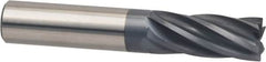 Accupro - 3/8", 6 Flute, Single End, Solid Carbide, 0.02" Corner Radius End Mill - 4" OAL, 25° Helix, Right Hand Flute, 1" LOC, Right Hand Cut - Caliber Tooling