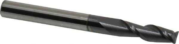 Accupro - 1/4", 2 Flute, Single End, Solid Carbide, 0.03" Corner Radius End Mill - 2-1/2" OAL, 40° Helix, Right Hand Flute, 3/4" LOC, Right Hand Cut - Caliber Tooling