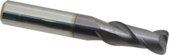 Accupro - 3/8", 2 Flute, Single End, Solid Carbide, 0.06" Corner Radius End Mill - 2-1/2" OAL, 40° Helix, Right Hand Flute, 7/8" LOC, Right Hand Cut - Caliber Tooling