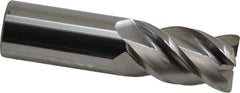 Accupro - 1", 4 Flute, Single End, Solid Carbide, 0.06" Corner Radius End Mill - 4" OAL, 40° Helix, Right Hand Flute, 1-3/4" LOC, Right Hand Cut - Caliber Tooling