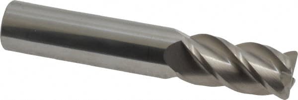 Accupro - 5/8", 4 Flute, Single End, Solid Carbide, 0.06" Corner Radius End Mill - 3-1/2" OAL, 40° Helix, Right Hand Flute, 1-1/4" LOC, Right Hand Cut - Caliber Tooling