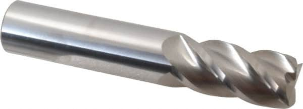 Accupro - 3/4", 4 Flute, Single End, Solid Carbide, 0.015" Corner Radius End Mill - 4" OAL, 40° Helix, Right Hand Flute, 1-1/2" LOC, Right Hand Cut - Caliber Tooling