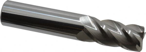 Accupro - 3/4", 4 Flute, Single End, Solid Carbide, 0.045" Corner Radius End Mill - 4" OAL, 40° Helix, Right Hand Flute, 1-1/2" LOC, Right Hand Cut - Caliber Tooling