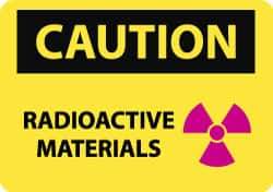 NMC - "Caution - Radioactive Materials", 10" Long x 14" Wide, Pressure-Sensitive Vinyl Safety Sign - Rectangle, 0.004" Thick, Use for Accident Prevention - Caliber Tooling