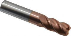 Accupro - 5/8", 4 Flute, Single End, Solid Carbide, 0.09" Corner Radius End Mill - 3-1/2" OAL, 40° Helix, Right Hand Flute, 1-1/4" LOC, Right Hand Cut - Caliber Tooling