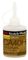 3M - 1 Lb Bottle Yellow Instant Adhesive - Series CA40H, 5 to 30 sec Working Time, 24 hr Full Cure Time, Bonds to Cardboard, Cork Board, Fabric, Fiberglass, Foam, Metal, Paper, Plastic, Rubber & Vinyl - Caliber Tooling