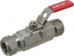 Ham-Let - 3/4" Pipe, Compression x Compression End Connections, Stainless Steel, Inline, Two Way Flow, Instrumentation Ball Valve - 2,000 psi WOG Rating, Locking Lever Handle, Reinforced PTFE Seal, Reinforced PTFE Seat - Caliber Tooling