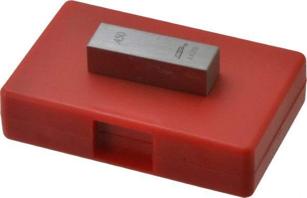 SPI - 0.45" Rectangular Steel Gage Block - Accuracy Grade AS-1, Includes NIST Traceability Certification - Caliber Tooling