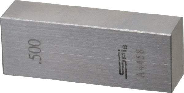 SPI - 0.5" Rectangular Steel Gage Block - Accuracy Grade AS-1, Includes NIST Traceability Certification - Caliber Tooling