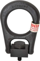 Jergens - 2,500 Lb Load Capacity Forged Center Pull Hoist Ring - 37 Ft/Lb Torque, M12 x 1.75 Thread, Alloy Steel - Caliber Tooling