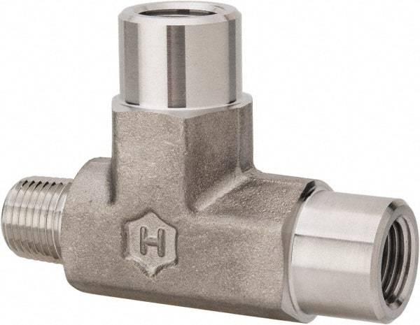 Ham-Let - 1/8" Grade 316 Stainless Steel Pipe Street Tee - MNPT x FNPT x FNPT End Connections, 6,100 psi - Caliber Tooling