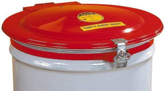 Justrite - 55 Gal, Steel Drum Cover - Hinged Manual-Closing Drum Cover - Caliber Tooling