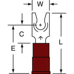 3M - #6 Stud, 22 to 18 AWG Compatible, Partially Insulated, Crimp Connection, Standard Fork Terminal - Caliber Tooling