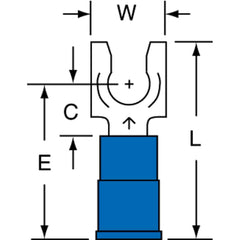 3M - #10 Stud, 16 to 14 AWG Compatible, Partially Insulated, Crimp Connection, Standard Fork Terminal - Caliber Tooling