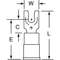 3M - #6 Stud, 16 to 14 AWG Compatible, Partially Insulated, Crimp Connection, Standard Fork Terminal - Caliber Tooling