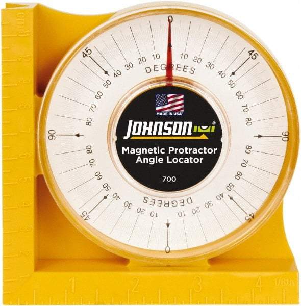 Johnson Level & Tool - (4) 90° Measuring Range, Magnetic Base Protractor - Accuracy Up to 0.30° - Caliber Tooling