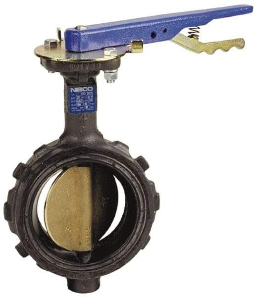 NIBCO - 5" Pipe, Wafer Butterfly Valve - Lever Handle, Ductile Iron Body, EPDM Seat, 200 WOG, Aluminum Bronze Disc, Stainless Steel Stem - Caliber Tooling