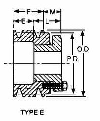 Browning - 1/2 to 1-5/8 Bore Diam, 3-3/4" Outside Diam, QD Bushed V Belt Sheave - 3.0 A Diam Belt Pitch - Caliber Tooling