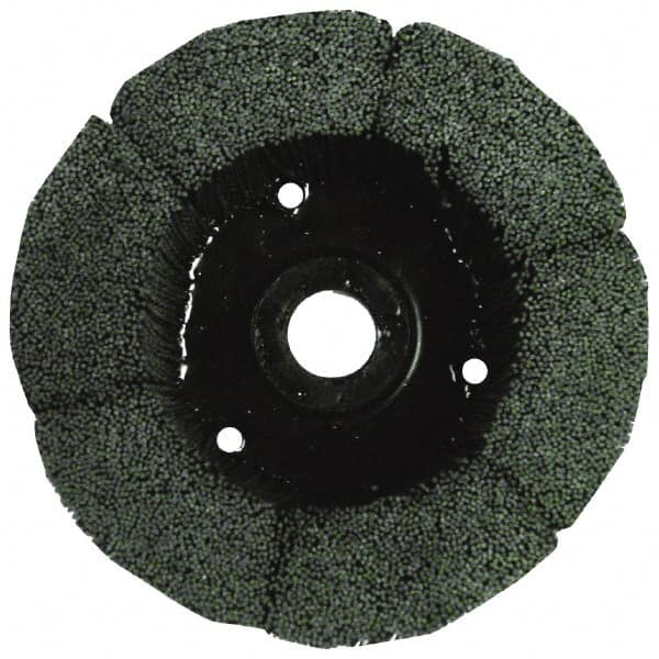 Osborn - 4" 80 Grit Silicon Carbide Straight Disc Brush - Medium Grade, Plain Hole Connector, 1-1/2" Trim Length, 3/4" Shank Diam, 7/8" Arbor Hole - Caliber Tooling