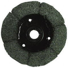 Osborn - 8" 180 Grit Silicon Carbide Crimped Disc Brush - Very Fine Grade, Plain Hole Connector, 1-1/2" Trim Length, 3/4" Shank Diam, 7/8" Arbor Hole - Caliber Tooling