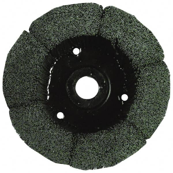 Osborn - 6" 80 Grit Silicon Carbide Crimped Disc Brush - Medium Grade, Plain Hole Connector, 1-1/2" Trim Length, 3/4" Shank Diam, 7/8" Arbor Hole - Caliber Tooling