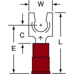 3M - #10 Stud, 22 to 18 AWG Compatible, Partially Insulated, Crimp Connection, Locking Fork Terminal - Caliber Tooling