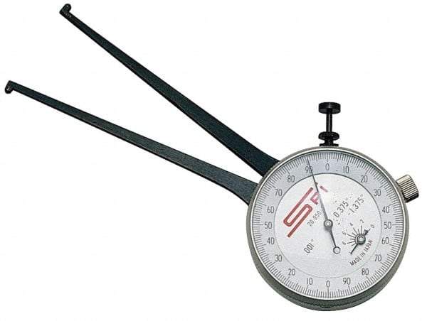 SPI - 50 to 75mm Inside Dial Caliper Gage - 0.025mm Graduation, 0.038mm Accuracy, 3-1/4" Leg Length, Ball Contact Points - Caliber Tooling