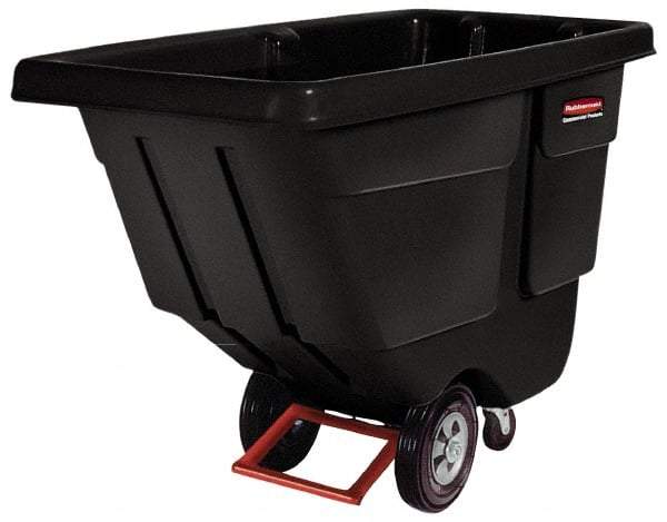 Rubbermaid - 450 Lb Load Capacity, 1/2 Cu Yd, Polyethylene Tilt Truck - 28" Wide x 56-3/4" Long x 38-5/8" High, Black - Caliber Tooling