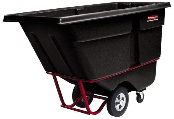 Rubbermaid - 1,250 Lb Load Capacity, 1 Cu Yd, Polyethylene Tilt Truck - 33-1/2" Wide x 72-1/4" Long x 43-3/4" High, Black - Caliber Tooling