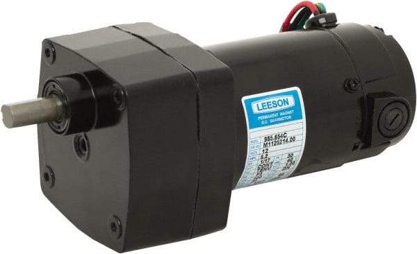 Leeson - 12 Volt, 30 RPM, 60:1 Gear Ratio, Parallel Gearmotor - 30 Frame, 100 Torque, 1/17 hp, TENV Enclosure - Caliber Tooling