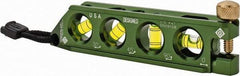 Greenlee - Magnetic 5-1/2" Long 4 Vial Torpedo Level - Aluminum, Green, 1 0°, 1 30°, 1 45° & 1 90° Vials - Caliber Tooling