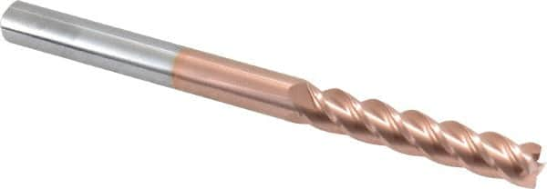 Accupro - 5/16", 4 Flute, Single End, Solid Carbide, 0.01" Corner Radius End Mill - 4" OAL, 40° Helix, Right Hand Flute, 1-5/8" LOC, Right Hand Cut - Caliber Tooling