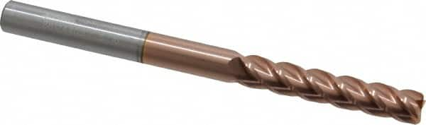 Accupro - 5/16", 4 Flute, Single End, Solid Carbide, 0.03" Corner Radius End Mill - 4" OAL, 40° Helix, Right Hand Flute, 1-5/8" LOC, Right Hand Cut - Caliber Tooling