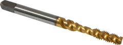 Kennametal - #10-32 UNF 3 Flute 2B Bottoming Spiral Flute Tap - Vanadium High Speed Steel, TiN Finish, 2.38" OAL, Right Hand Flute, Right Hand Thread, H3 - Caliber Tooling