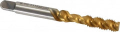 Kennametal - 1/4-28 UNF 3 Flute 3B Bottoming Spiral Flute Tap - Vanadium High Speed Steel, TiN Finish, 2-1/2" OAL, Right Hand Flute, Right Hand Thread, H3 - Caliber Tooling