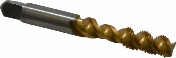 Kennametal - 5/16-24 UNF 3 Flute 3B Bottoming Spiral Flute Tap - Vanadium High Speed Steel, TiN Finish, 2.72" OAL, Right Hand Flute, Right Hand Thread, H3 - Caliber Tooling