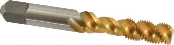 Kennametal - 3/8-24 UNF 3 Flute 3B Bottoming Spiral Flute Tap - Vanadium High Speed Steel, TiN Finish, 2.94" OAL, Right Hand Flute, Right Hand Thread, H3 - Caliber Tooling