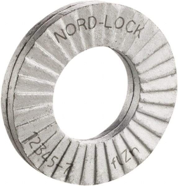 Nord-Lock - #8, 0.354" OD, Zinc Flake, Steel Wedge Lock Washer - Grade 2, 0.166 to 0.174" ID - Caliber Tooling