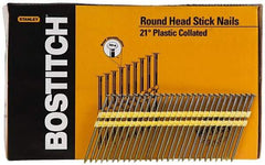 Stanley Bostitch - 0.12" Shank Diam 3-1/4" Long Framing Nails for Power Nailers - Plastic, Bright Finish, Smooth Shank, Angled Stick Plastic Collation, Round Head, Diamond Point - Caliber Tooling