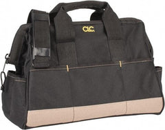 CLC - 22 Pocket Black & Khaki Polyester Tool Bag - 16" Wide x 8-1/2" Deep x 10" High - Caliber Tooling