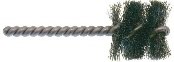 Osborn - 1" Long x 1-1/4" Diam Steel Internal Brush - Single Spiral, 3-1/2" OAL, 0.008" Wire Diam, 1/4" Shank Diam - Caliber Tooling