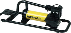 Enerpac - 2 Stage, 1" Piston Diam, 3/8 NPTF, 0.687 & 0.151 Cu In Per Stroke, Manual Hydraulic Pump - 38 Cu In Reservoir, 1" Piston Stroke, 200 psi First Stage, 10,000 psi Second Stage - Caliber Tooling